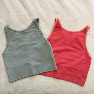 Athleta, 2 Aurora Seamless High Neck Crop Tanks, Size XS